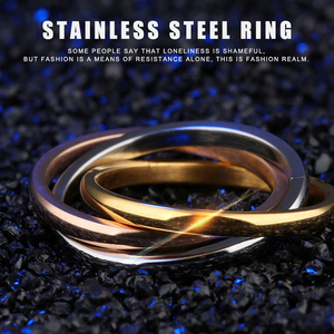Anello di gioielli personalizzato anello a 3 cerchi in acciaio inossidabile legato 3 in un anello di moda per uomini e donne senza pietre - Product Image 4