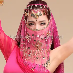 BestDance Sexy Mysterious Lady Belly Dance Dancing Face Veil Voile Sequin Bead Wrap Scarf