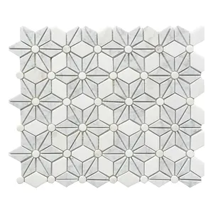 混合颜色水晶白色和 Bianco Carrara 花大理石马赛克瓷砖