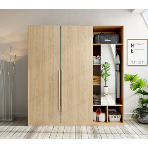 <strong>Sliding</strong> <strong>Door</strong> Modern Luxury Wood <strong>Wardrobe</strong> <strong>with</strong> Melamine 3 Drawers Large Storage Green <strong>Door</strong> Two Color <strong>Wardrobe</strong> - Product Image 4