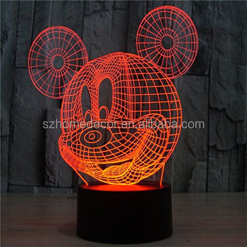 3D Mickey Mouse LED Night Light - Touch Table Desk Lamp for Kids