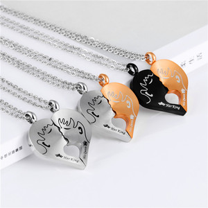 Lucu Ganda Jantung Liontin Pesona Anak Laki-laki dan Perempuan Sahabat Terbaik Selamanya Pasangan Kalung - Product Image 3