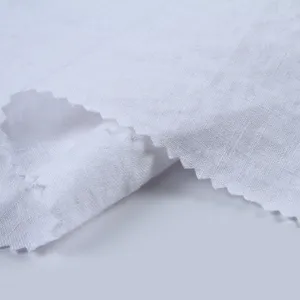 Shaoxing textile supplier woven plain dyed white soft 100% pure linen fabric