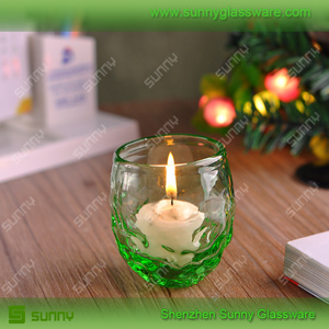 Rond vert verre bougeoir à la main avec <span class=keywords><strong>anomalie</strong></span> motif - Product Image 1