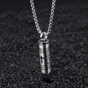 プロモ記念品アクセサリーシリンダー弾丸ステンレス鋼ペンダントネックレス - Product Image 3