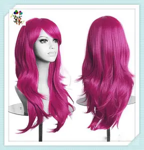 Kostum pakaian pesta gelombang panjang warna wig Cosplay sintetis HPC-0038 pabrik