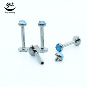 Pas cher Acier Inoxydable Faux Opale Labret Piercing Filetage Interne Corps Bijoux pour Fiançailles Lèvres Motif - Product Image 4