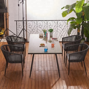 Mobilier d'extérieur décontracté pour la maison avec chaises en corde Ensemble table de <span class=keywords><strong>restaurant</strong></span> chaise de salle à manger en aluminium - Product Image 4