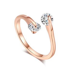 <strong>Two</strong> <strong>Stone</strong> Open Twist <strong>Ring</strong> Women Round Cubic Zirconia Bypass Adjustable Promise <strong>Ring</strong> Minimalist Wedding Engagement Jewelry Gift - Product Image 1