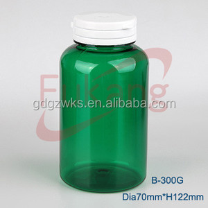 Flacone per pillole di medicina verde trasparente in PET da 300cc con tappo a strappo bianco bottiglie rotonde mediche in plastica PET - Product Image 2