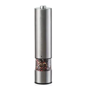 Automatic electric salt pepper mill grinder glass jar with light led