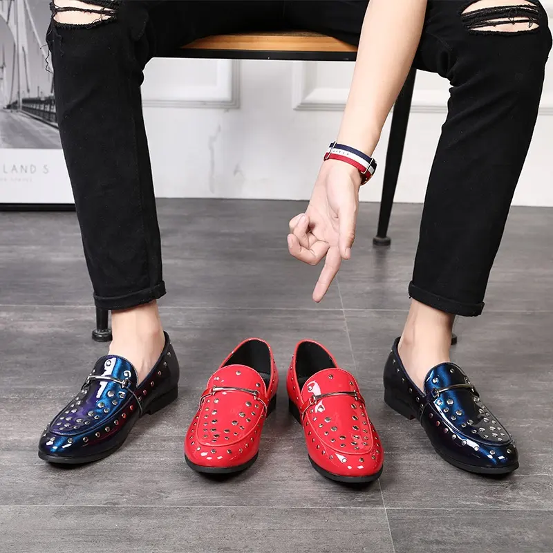 SS0459 Casual loafers for man British style classic pu leather red shoes 2018 latest dress shoes for men