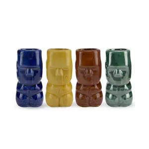 Juego de 4 tazas de cerámica Tiki, venta al por mayor - Product Image 1