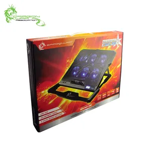 Melhor venda portátil modelo max 6 ventiladores, 17 polegadas laptop notebook 2 usb hub led luz tela lcd cooler
