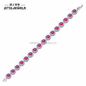 Vendita calda alla moda braccialetto 925 in argento Sterling per le signore <span class=keywords><strong>con</strong></span> creato <span class=keywords><strong>rubino</strong></span> gemma <span class=keywords><strong>bracciale</strong></span> - Product Image 2