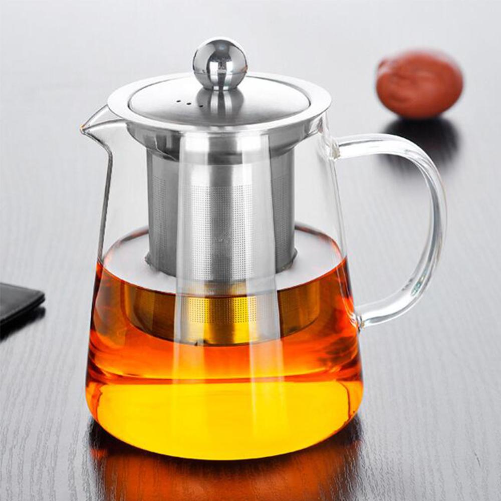 350ml Heat resistant glass tea pot with stainless steel infuser and Lid
