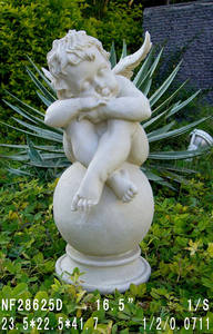 19.5 \ "scultura di ornamenti da giardino con statua d'angelo in resina bianca a grandezza naturale; Ragazza angelo da sogno con mangiatoia per uccelli e ala da bevitore - Product Image 3