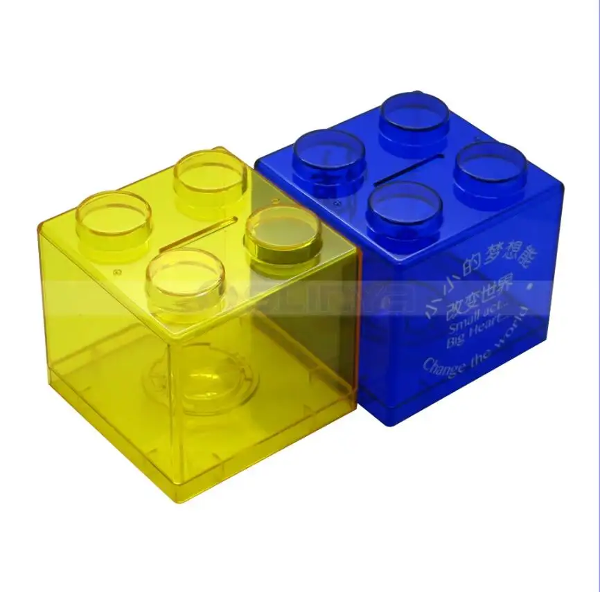 Promotion Gift Kids Block Plastic Cube Money Box Pot