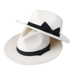 Sombrero de Panamá <span class=keywords><strong>blanco</strong></span> de fieltro de lana de Michael Jackson MJ, gorra de estilo de personaje Fedora para negocios o al aire libre, sombrero de traje de lana blanca - Product Image 6
