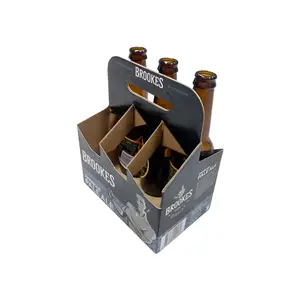 Kraft Corrugated 6 Pack Cardboard Beer Bottle Carrier Box With Custom Logo