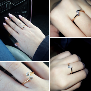 <strong>Two</strong> <strong>Stone</strong> Open Twist <strong>Ring</strong> Women Round Cubic Zirconia Bypass Adjustable Promise <strong>Ring</strong> Minimalist Wedding Engagement Jewelry Gift - Product Image 2