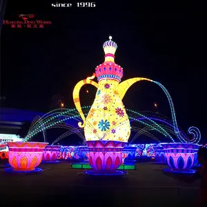 Iluminação show festival tecido chinês lanterna decorativa