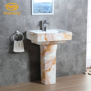 Juego de Inodoro de Una Pieza con Doble Descarga de Cerámica de Color Blanco Ajustable y Lavabo con Pedestal - Product Image 3