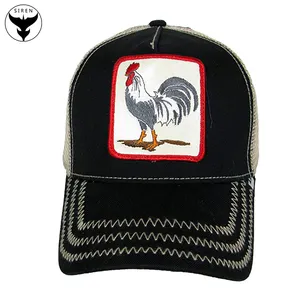 Design Your Own Short brim Trucker Rooster Cock Hats With Embroidery Patch