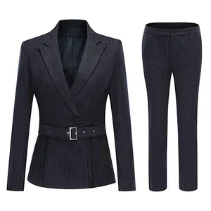 Atacado calças casacos blazers-Conjunto de duas peças de casaco feminino, uniforme de escritório slim fit moda feminina novo estilo blazer calça