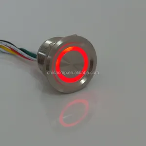 5V-24V rot grün Dual-LED Beleuchtete Metall-Edelstahl-Anti-Vandalismus-Piezo-Schalter, wasserdichter Inline-Touch-Button-Schalter