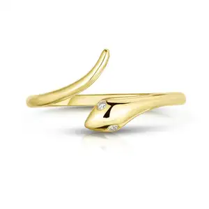 gold color fashion women finger jewelry wholesale open snake ring
