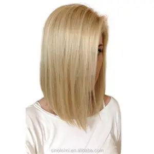 Шелковистые прямые человеческие волосы блонд 613 # кружевной передний парик натуральные короткие бразильские волосы боб женские парики для белых женщин
