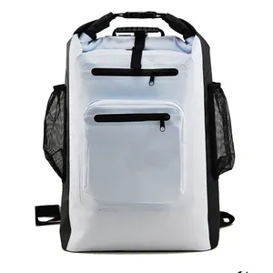Tarpaulin waterproof swimming bag with zipper pocket