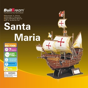 Modèle de bateau pirate en puzzle <span class=keywords><strong>3D</strong></span> Santa Maria avec broderie - Jouet de bateau pirate pour enfants de 3 à 10 ans - Product Image 6