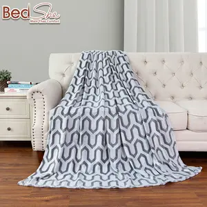 Bedshe 100% Polyester Cozy Sofa Trở Lại In Cắt Flannel Chăn