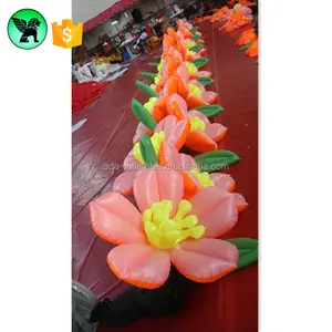 Titoni 8M Chiều Dài Orange Inflatable Hoa Chuỗi Với Ánh Sáng LED Lily Hoa Inflatable A3653