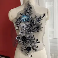 नई 3D मोती मनके फीता कपड़े सेक्विन फीता Appliques नाजुक शादी ट्रिम कढ़ाई Tulle कॉलर शादी घूंघट सामान