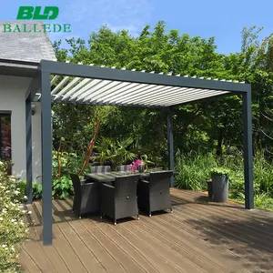 Bâtiment de jardin aluminium pergola toit persienne pavillon de jardin gazebo extérieur 3x4 avec porte coulissante en verre