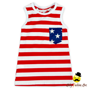 Nouveau-né Vêtements 4ème De Juillet Maman et Moi Rouge et Blanc Bande Bébé Débardeurs - Product Image 2