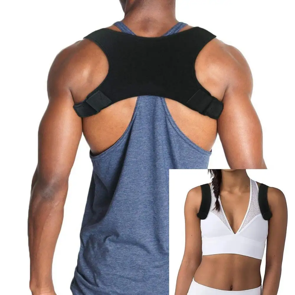 Corrector de postura de espalda ajustable transpirable de malla negra, con almohadillas transpirables para axilas, 2019
