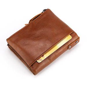 <span class=keywords><strong>Portafoglio</strong></span> RFID da uomo con Logo personalizzato 100% in vera pelle con cerniera portacarte con borselli da uomo portafogli RFID - Product Image 5