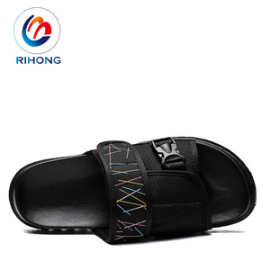 De la chine importation noir complet personnalisé fait à la main hommes vente entière chevet toboggan sandale paresseux pantoufle - Product Image 3