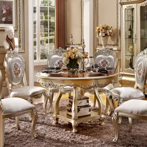 Klasik yemek odası mobilyası ahşap oyma yemek masası setleri ev mobilya katı ahşap antika