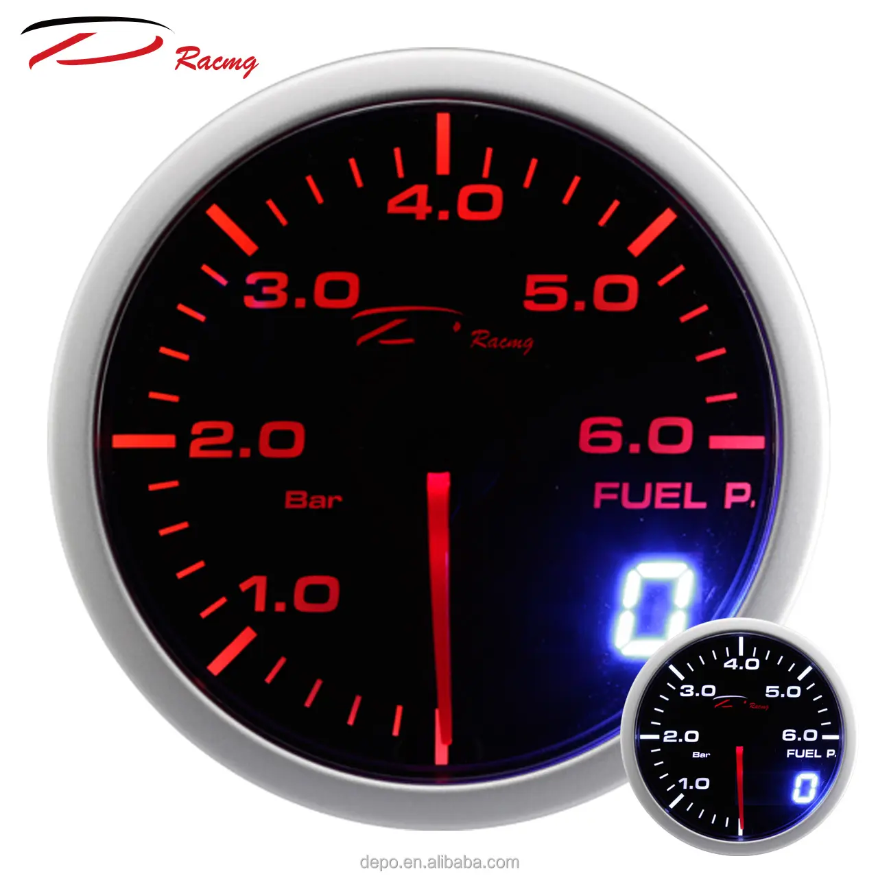 52mm Analog Plus Digital Fuel Pressure Auto Gauge BAR PSI Japanese Stepper Motor Auto Racing Fuel Press Gauge