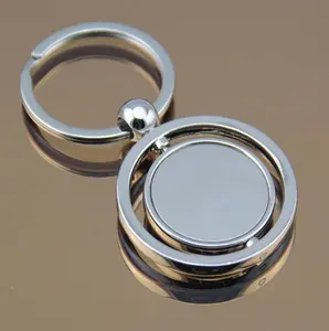 China supplier wholesale custom logo stainless steel engraved rotating metal keychain