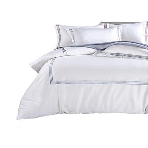 300TC 새틴 침대 시트 수 놓은 이불 커버 세트 - Product Image 1