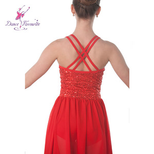 Doppio Cinturino Rosso Vestito di Paillette per le Ragazze di Balletto, lirica e Contemporanea Danza Costumi di Prestazione 18019-1 - Product Image 6