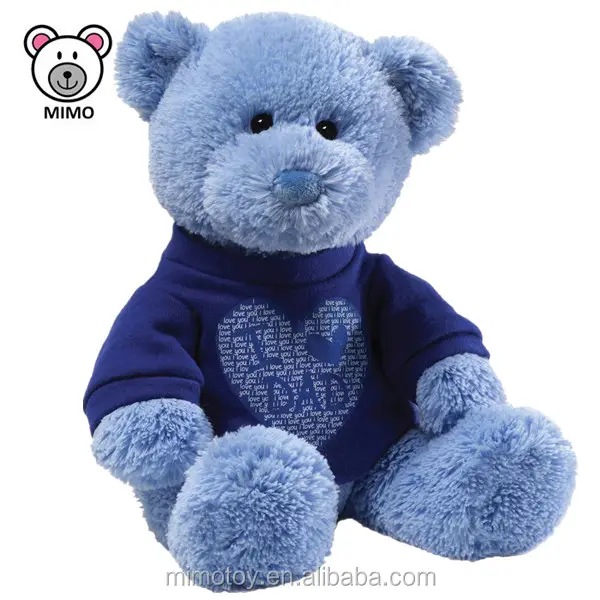 Promosi Grosir Mewah Boneka Beruang Mainan dengan Kaos Fashion Logo Kustom Lembut Mewah Warna Biru Teddy Bear