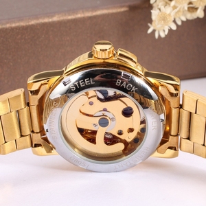 <span class=keywords><strong>Montre</strong></span> <span class=keywords><strong>Femme</strong></span> Winner Cœur Doré Squelette Avec Bracelet en Acier Inoxydable Doré, Jam Tangan Wanita - Product Image 4