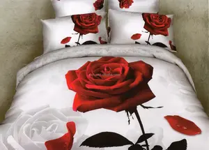 नई डिजाइन 3d बिस्तर सेट बड़ा फूल 3 pcs 3d बिस्तर सेट pillowcase और बिस्तर शीट